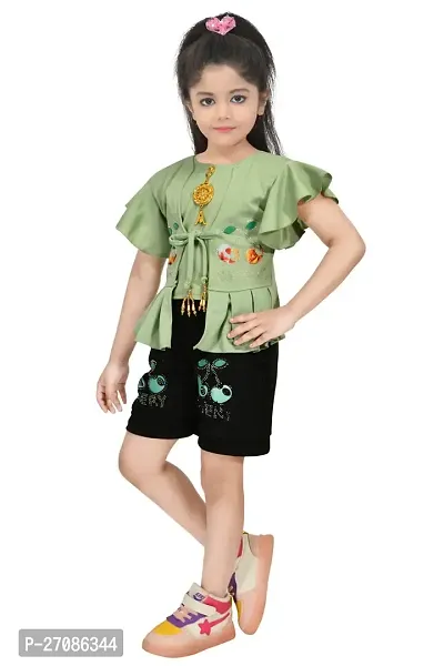 Hot Pants Top for Girls in Green Color-thumb3