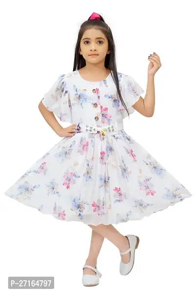 Frock Dress with Attached Belt for kids girl