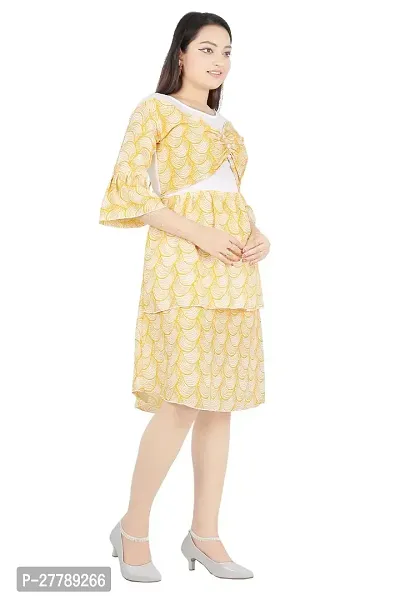 Stylish Yellow Chiffon Printed Dress For Women-thumb4