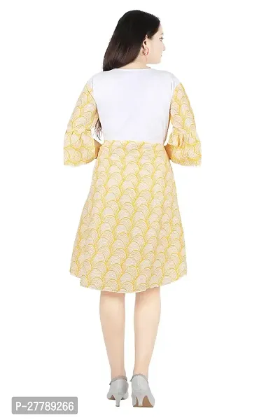 Stylish Yellow Chiffon Printed Dress For Women-thumb2