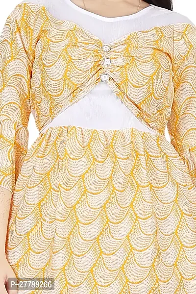 Stylish Yellow Chiffon Printed Dress For Women-thumb3