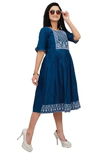 Stylish Cotton Blend Printed Dress For Women-thumb1