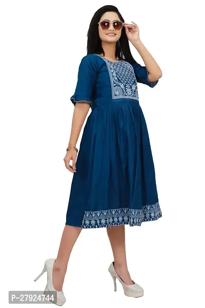 Stylish Cotton Blend Printed Dress For Women-thumb2