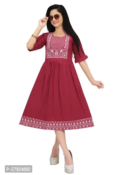 Stylish Cotton Blend Printed Dress For Women