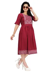 Stylish Cotton Blend Printed Dress For Women-thumb2