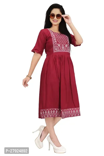 Stylish Cotton Blend Printed Dress For Women-thumb3