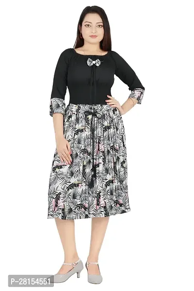 Charming Black Rayon Midi Length Dress For Women-thumb0