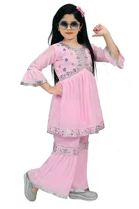 Girls' Embroidered Festive Sheer Palazzo Ensemble-thumb2