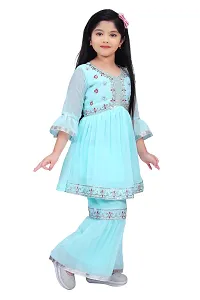 Girls' Embroidered Festive Sheer Palazzo Ensemble-thumb3