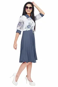 Women's Chiffon Flower Print Midi Dress-thumb3