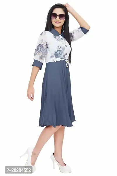 Women's Chiffon Flower Print Midi Dress-thumb4