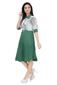 Women's Chiffon Flower Print Midi Dress-thumb3