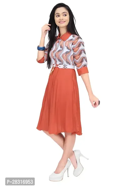 Women's Abstract Print  Midi Dress-thumb3