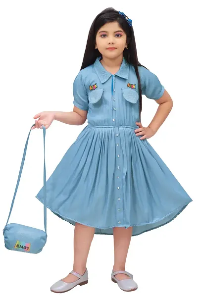 Cute Girl Frock Dress attached Bag