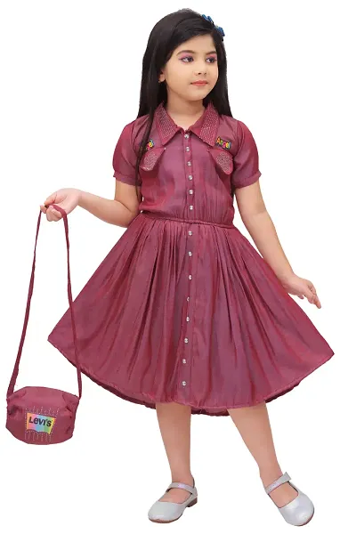 Cute Girl Frock Dress attached Bag