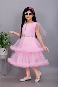 Trendy Net Party Wear Embellished Frock Dresses For Girls-thumb1