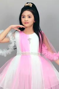 Trendy Net Party Wear Embellished Frock Dresses For Girls-thumb3