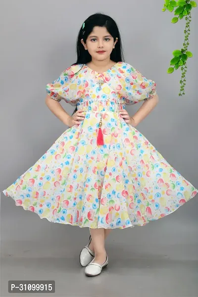 Trendy Chiffon Party Wear Printed Frock Dresses For Girls