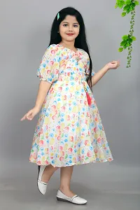 Trendy Chiffon Party Wear Printed Frock Dresses For Girls-thumb1