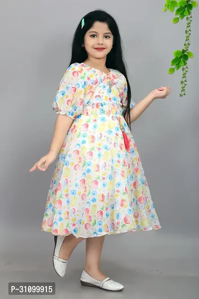 Trendy Chiffon Party Wear Printed Frock Dresses For Girls-thumb2