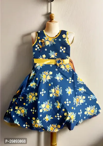 Fabulous Yellow Georgette Colourblocked A-Line Dress For Girls-thumb2