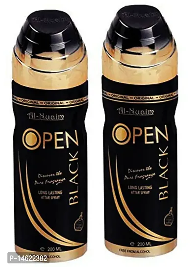 Al-Nuaim Open Black Long Lasting Perfume Spray-200 Ml Pack Of-2