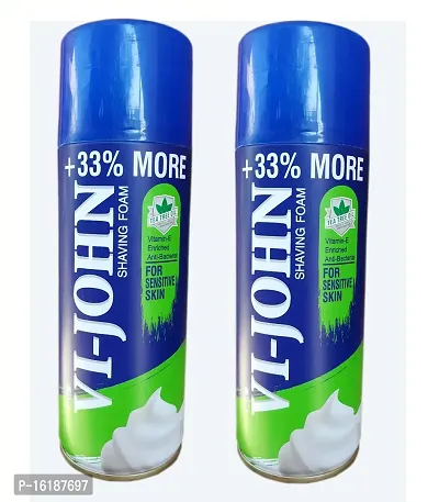 VI - JOHN Shaving Foam For Sensitive Skin Men's Shave Foam  with Tea Tree Oil (400 gm Each)-Pack Of-2-thumb0