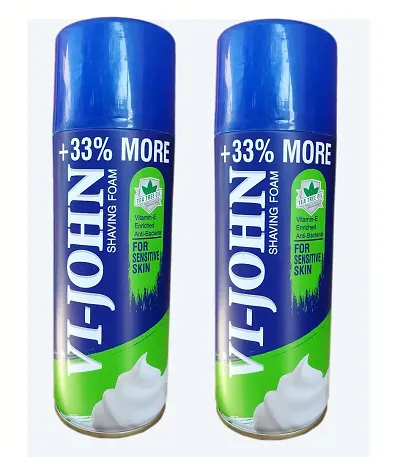 VI - JOHN Shaving Foam For Sensitive Skin Men's Shave Foam  with Tea Tree Oil (400 gm Each)-Pack Of-2