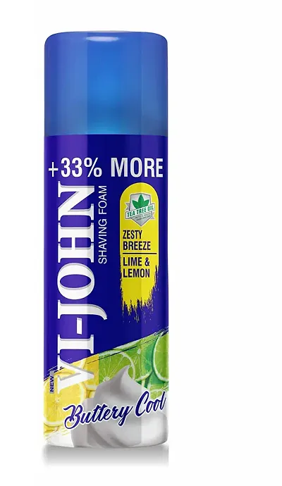 VI - JOHN Smooth Shave Foam For Men | Shaving Foam -  Lemon Lime (400gm)-Pack Of-1