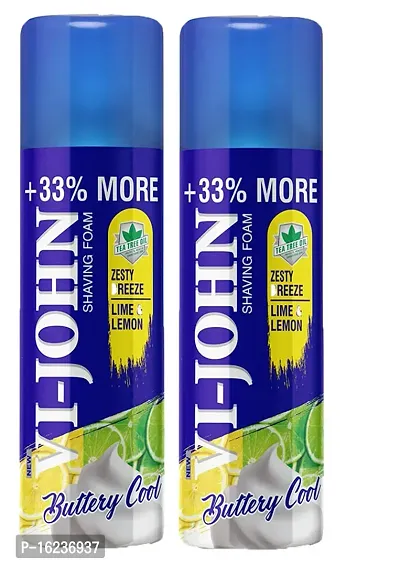 VI - JOHN Smooth Shave Foam For Men | Shaving Foam Lemon Lime (400gm )-Pack Of-2-thumb0