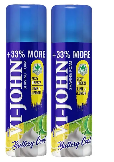VI - JOHN Smooth Shave Foam For Men | Shaving Foam Lemon Lime (400gm )-Pack Of-2