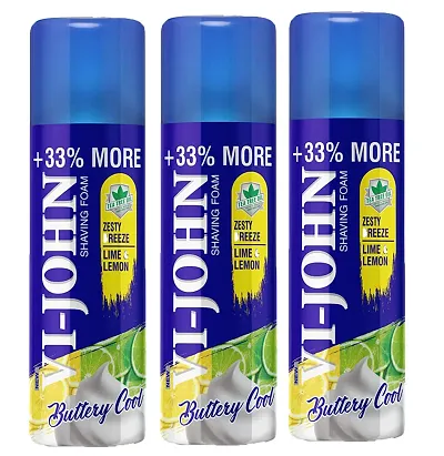 VI - JOHN Smooth Shave Foam For Men | Shaving Foam  Lemon Lime (400gm )-Pack Of-3