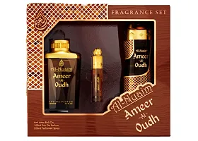 Al Nuaim Ameer Al Oudh Long Lasting Perfume Combo Kit ( Perfume 100 ml , Deo 200 ml , Attar 10 ml )-thumb1