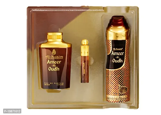 Al Nuaim Ameer Al Oudh Long Lasting Perfume Combo Kit ( Perfume 100 ml , Deo 200 ml , Attar 10 ml )-thumb3