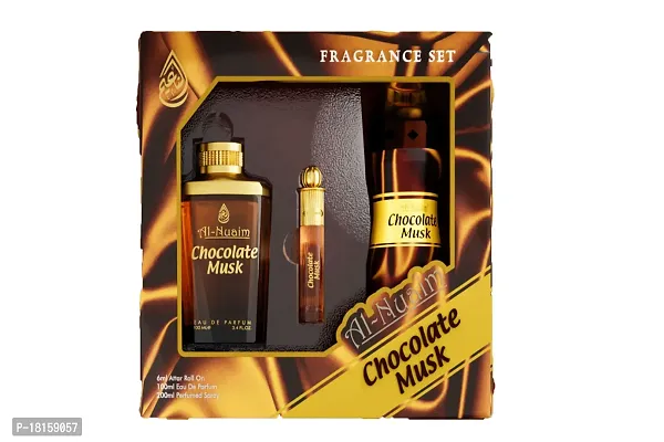 Al Nuaim Chocolate Long Lasting Perfume Combo Set ( Perfume-100 ml , Deo 200 ml , Attar 10 ml-thumb2