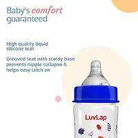 LuvLap Anti-Colic Wide Neck Natura Flo Baby Feeding Bottle, 250ml Blue-thumb2
