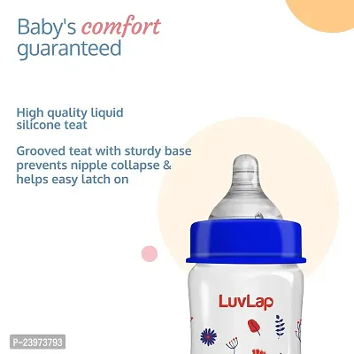 LuvLap Anti-Colic Wide Neck Natura Flo Baby Feeding Bottle, 250ml Blue-thumb3