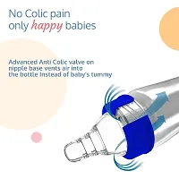 LuvLap Anti-Colic Wide Neck Natura Flo Baby Feeding Bottle, 250ml Blue-thumb3