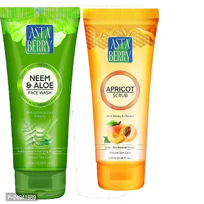 Astraberry Neem Aloe Face Wash 100 ml + Apricot Scrub 50 ml Combo Pack