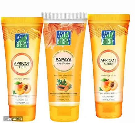 Astraberry  Papaya Face Wash-100 ml + Apricot Face Scrub-50 ml 2 Pack Ok -3