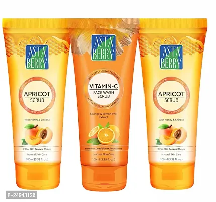 Astraberry Vitamin-C Face Wash-100 ml + Apricot Face Scrub -50 ml -2 Pack Of-3-thumb0