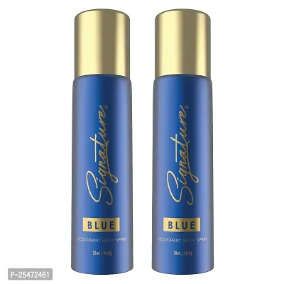 Signature Blue Deodorant Floral Fruity Long Lasting Fragrance for Combo Pack of 2 (70 ml x 2)