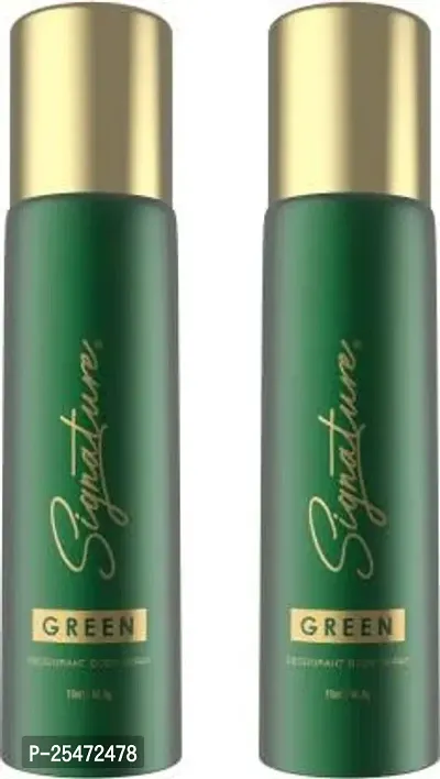 Signature Green Deodorant Floral Fruity Long Lasting Fragrance for  Combo Pack of 2 (70 ml x 2)-thumb0