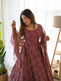 Stylish Georgette Printed Gown with Dupatta for Women-thumb3