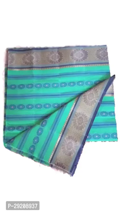 Stylish Cotton Turquoise Woven Design Saree with Blouse piece For Women-thumb0