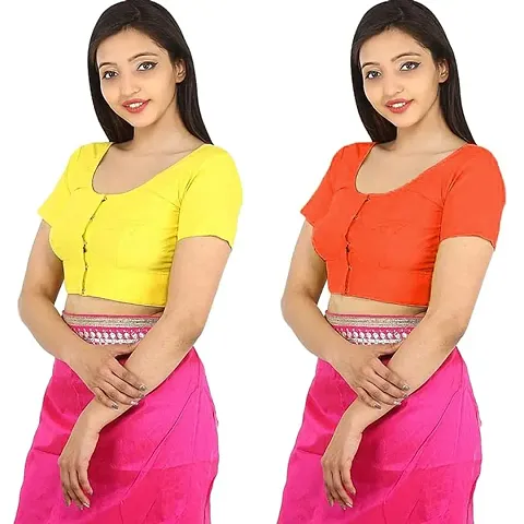 Namita Round Neck Readymade Pure Cotton 2by2 Blouse Combo