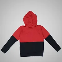 MYO Boy's Cotton Colorblock Regular Fit Hooded T-Shirt Red-Black-thumb1
