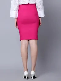 Elegant Pink Satin Solid Skirt For Women-thumb1