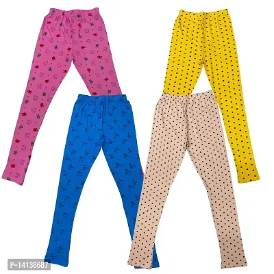 MYO Cotton Printed Girls Leggings/Pajama Combo Pack 4 for 11 Years - 12 Years Baby::Mustard::Firozi::Fawn-thumb0