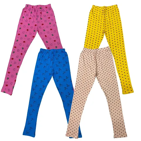 MYO Cotton Printed Girls Leggings/Pajama Combo Pack 4 for 11 Years - 12 Years Baby::Mustard::Firozi::Fawn